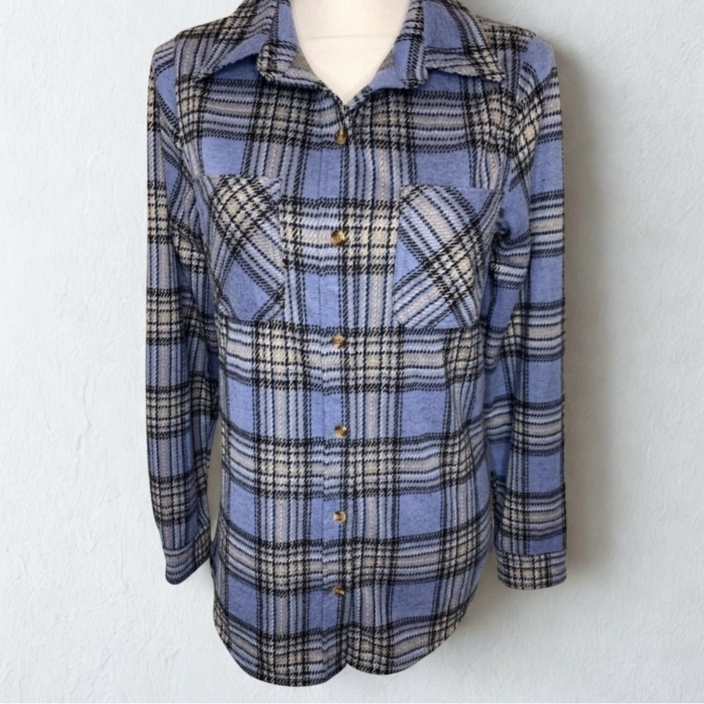 Miss Posh Plaid Long Sleeve Button Down Shirt Women Size Small